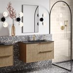 Kora Art Faux Fluted 40" Single Vanity with Integrated Black Ceramic Top & Black Handles