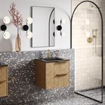 Kora Geo Faux Fluted 24" Single Vanity with Integrated Black Ceramic Top & Gold Handles