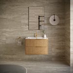 Kora Geo Faux Fluted 32" Single Vanity with Integrated White Ceramic Top & Gold Handles