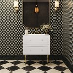 Alma White 30" Vanity w / Gold Legs & Knobs with Integrated White Solid Surface Top