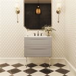 Alma Taupe 30" Vanity w / Chrome Legs & Knobs with Integrated White Solid Surface Top