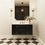 Alma Black 42" Vanity w / Gold Legs & Knobs with Integrated White Solid Surface Top