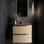 KIT - Duo Blonde Wood 24" Single Vanity with Integrated Black Ceramic Top