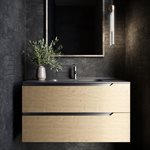 Duo Blonde Wood 40" Single Vanity with Integrated Black Ceramic Top