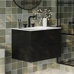 Linear Black 30" Single Vanity with Integrated White Solid Surface Top