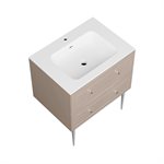 Alma Taupe 30" Vanity w / Chrome Legs & Knobs with Integrated White Solid Surface Top