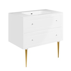 KIT- Alma Bianca 36" Vanity With Gold Legs & Lucite Hardware