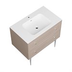 Alma Taupe 36" Vanity w / Chrome Legs & Knobs with Integrated White Solid Surface Top