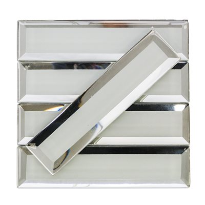 Reflection White Glam - Superwhite Glass with Inverted Beveled Mirror