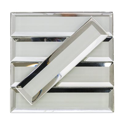 Close Out - Reflection White Glam - Superwhite Glass with Inverted Beveled Mirror