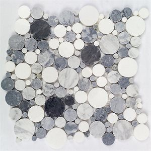 Marble Motion Circles Carrara Thassos & Bardiglio Nuvolato